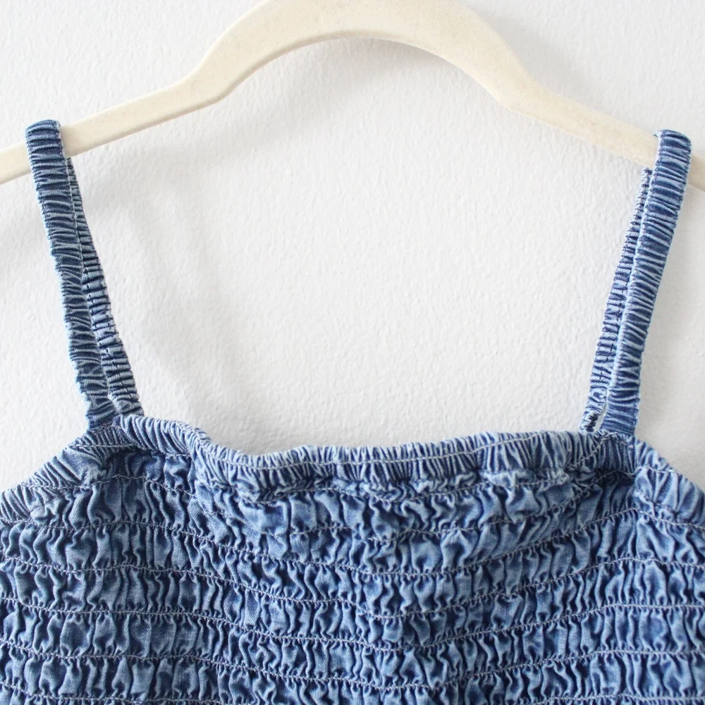 Tommy Hilfiger Ruched Denim Crop Top - Picture 5 of 6